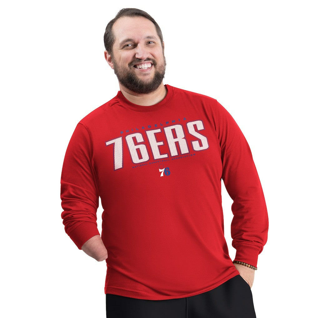 NBA Philadelphia 76ers G-III Sports by Carl Banks Adaptive Printed Mesh Effect Long Sleeve T-Shirt
