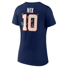 Bo Nix  Women's Floral Name & Number V-Neck T-Shirt - Denver Broncos