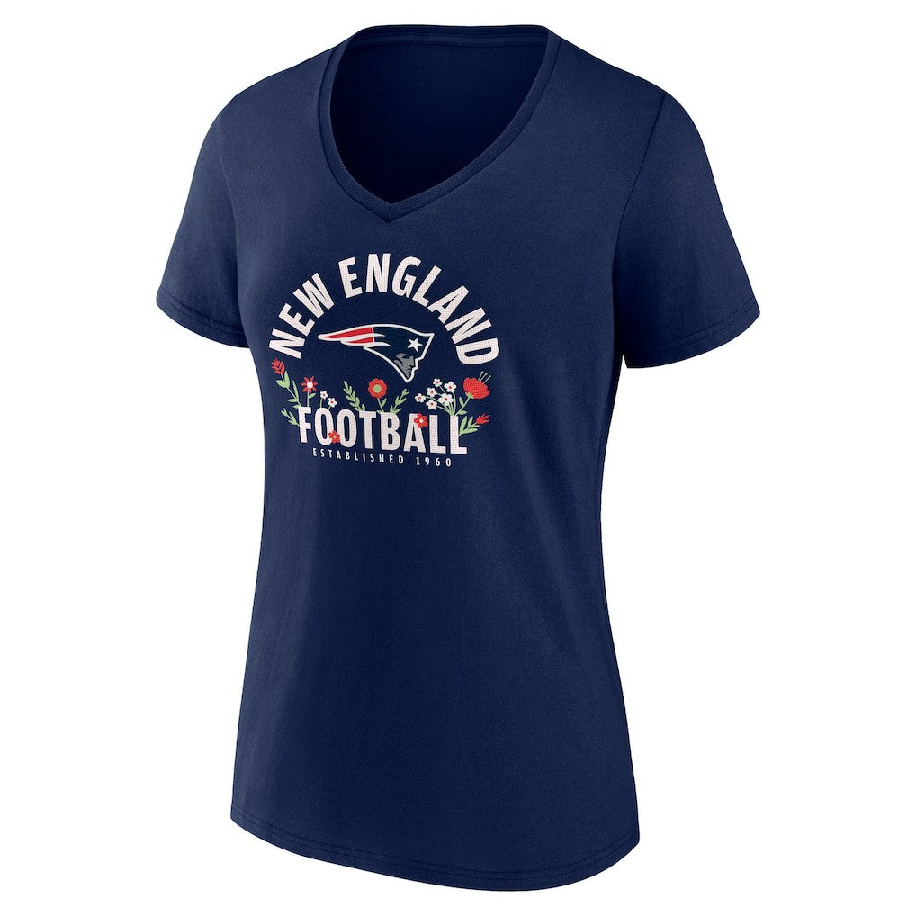 Drake Maye  Women's Floral Name & Number V-Neck T-Shirt - New England Patriots