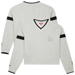 MLB Los Angeles Dodgers Mitchell & Ness Women's Cooperstown Collection V-Neck Cropped Toggle Sweatshirt