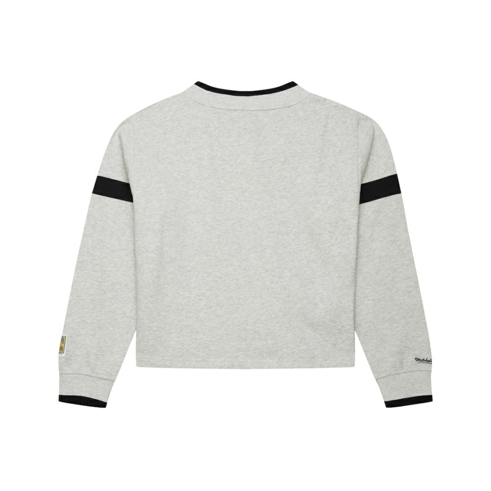 MLB Los Angeles Dodgers Mitchell & Ness Women's Cooperstown Collection V-Neck Cropped Toggle Sweatshirt