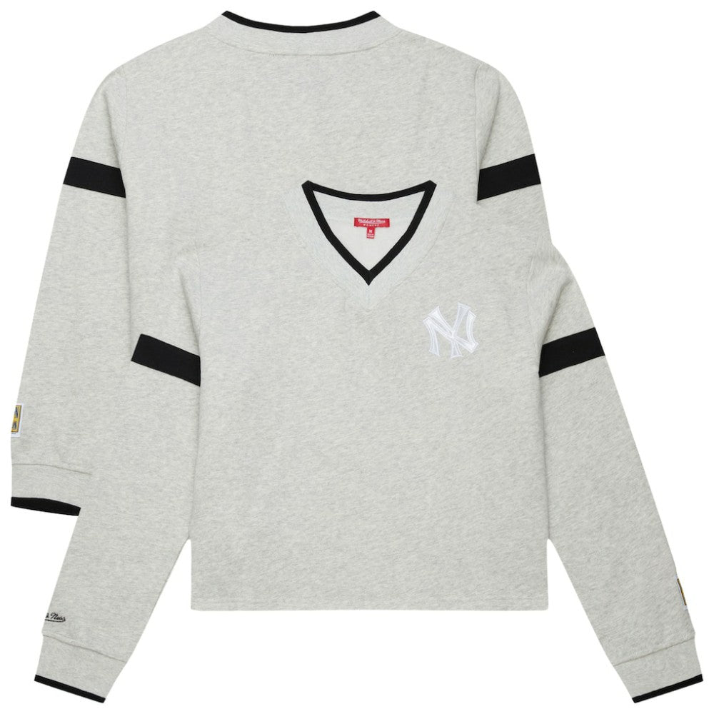 MLB New York Yankees Mitchell & Ness Women's Cooperstown Collection V-Neck Cropped Toggle Sweatshirt