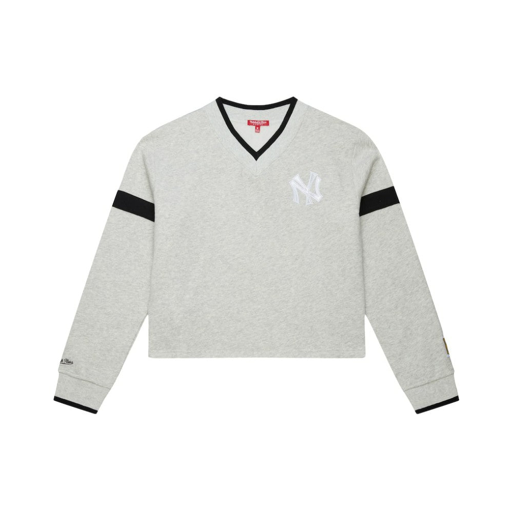 MLB New York Yankees Mitchell & Ness Women's Cooperstown Collection V-Neck Cropped Toggle Sweatshirt