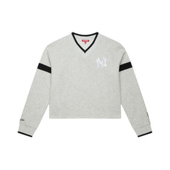 MLB New York Yankees Mitchell & Ness Women's Cooperstown Collection V-Neck Cropped Toggle Sweatshirt