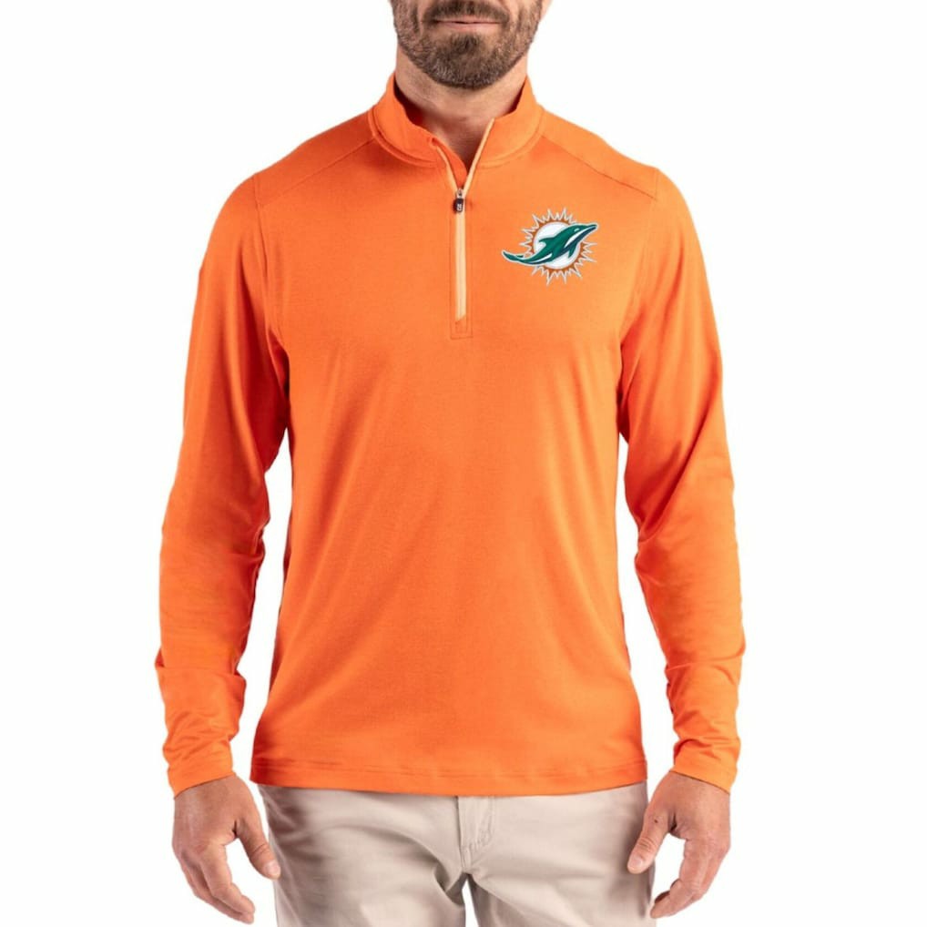 Cutter & Buck Coastline Epic Comfort Recycled Quarter-Zip Pullover - Miami Dolphins