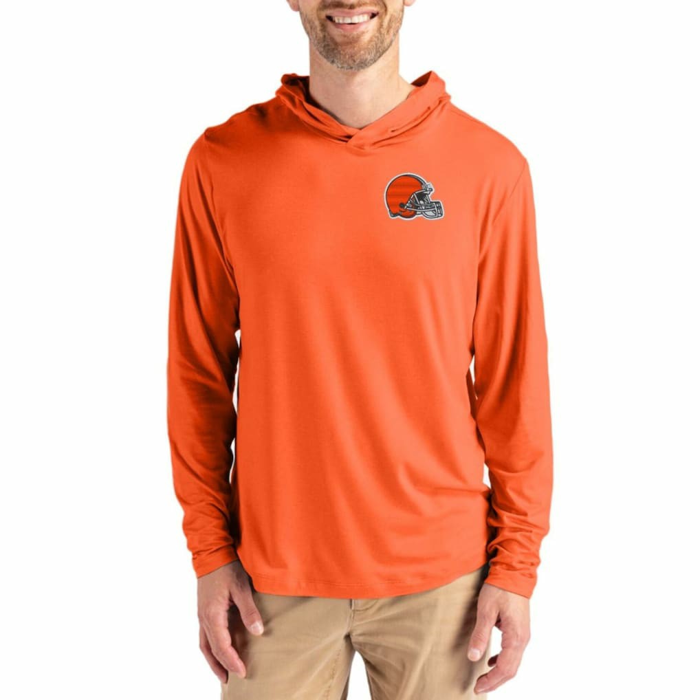 Cutter & Buck Coastline Epic Comfort Recycled Long Sleeve Hoodie T-Shirt - Cleveland Browns