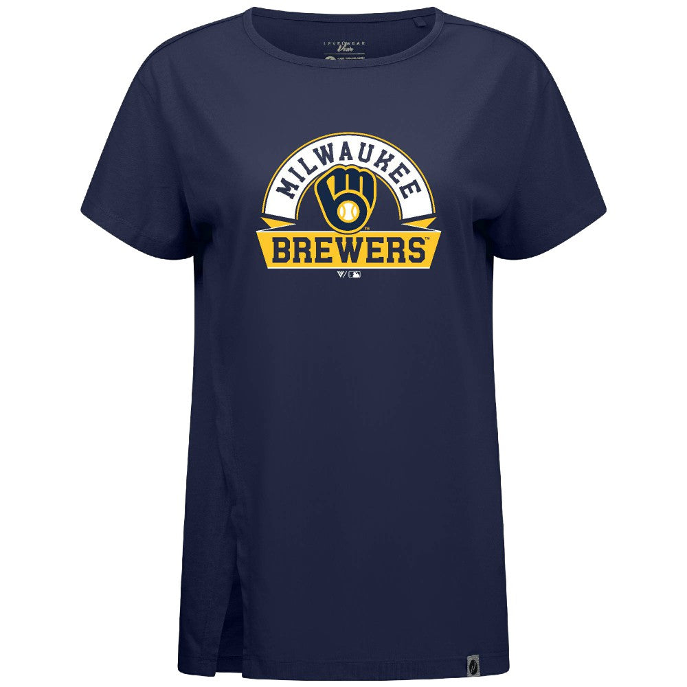 MLB Milwaukee Brewers Levelwear Women's Influx Banner Arch T-Shirt