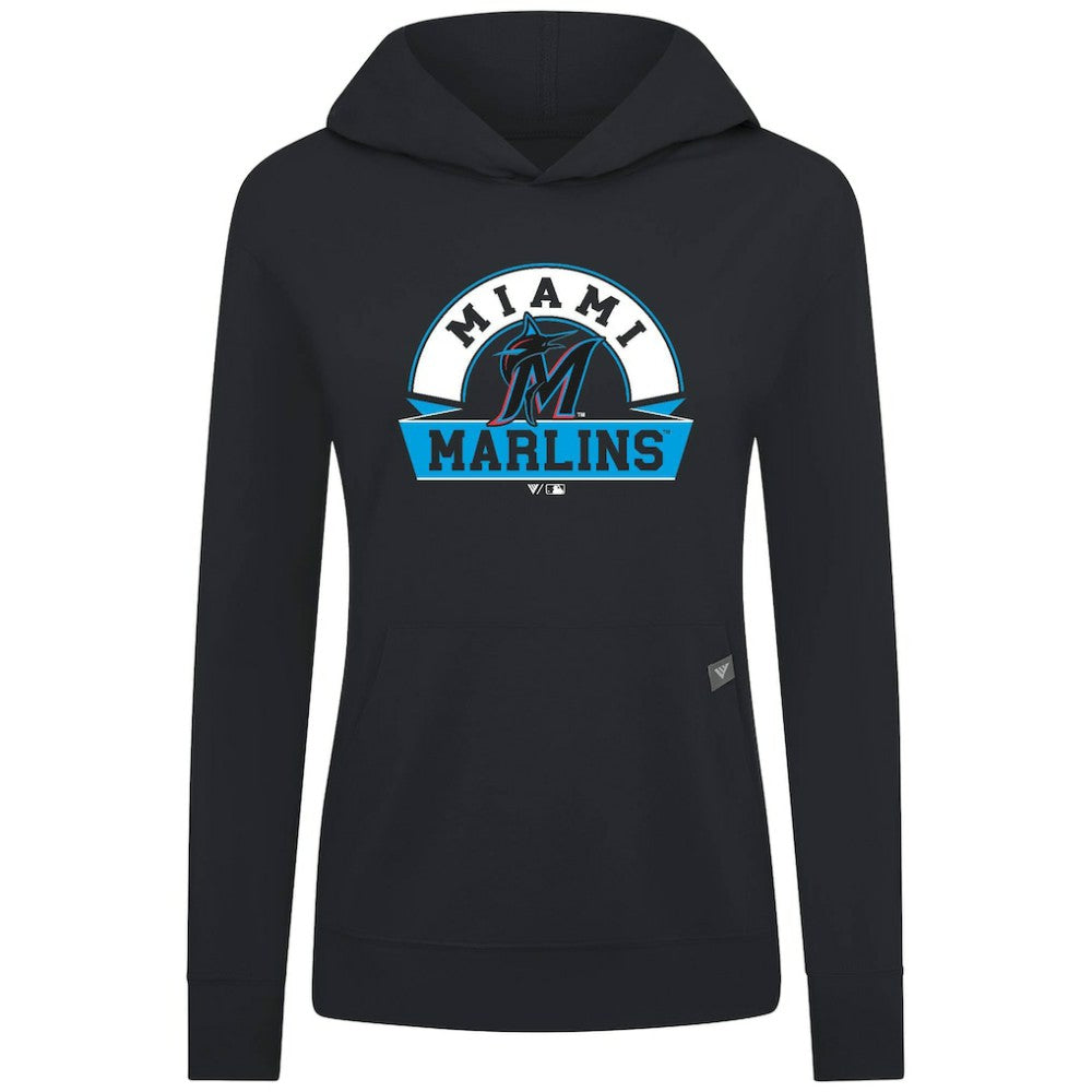 MLB Miami Marlins Levelwear Women's Relay Banner Arch Long Sleeve T-Shirt Hoodie
