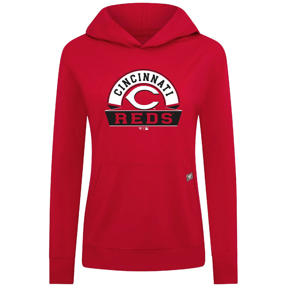 MLB Cincinnati Reds Levelwear Women's Relay Banner Arch Long Sleeve T-Shirt Hoodie