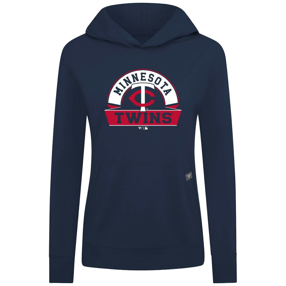 MLB Minnesota Twins Levelwear Women's Relay Banner Arch Long Sleeve T-Shirt Hoodie