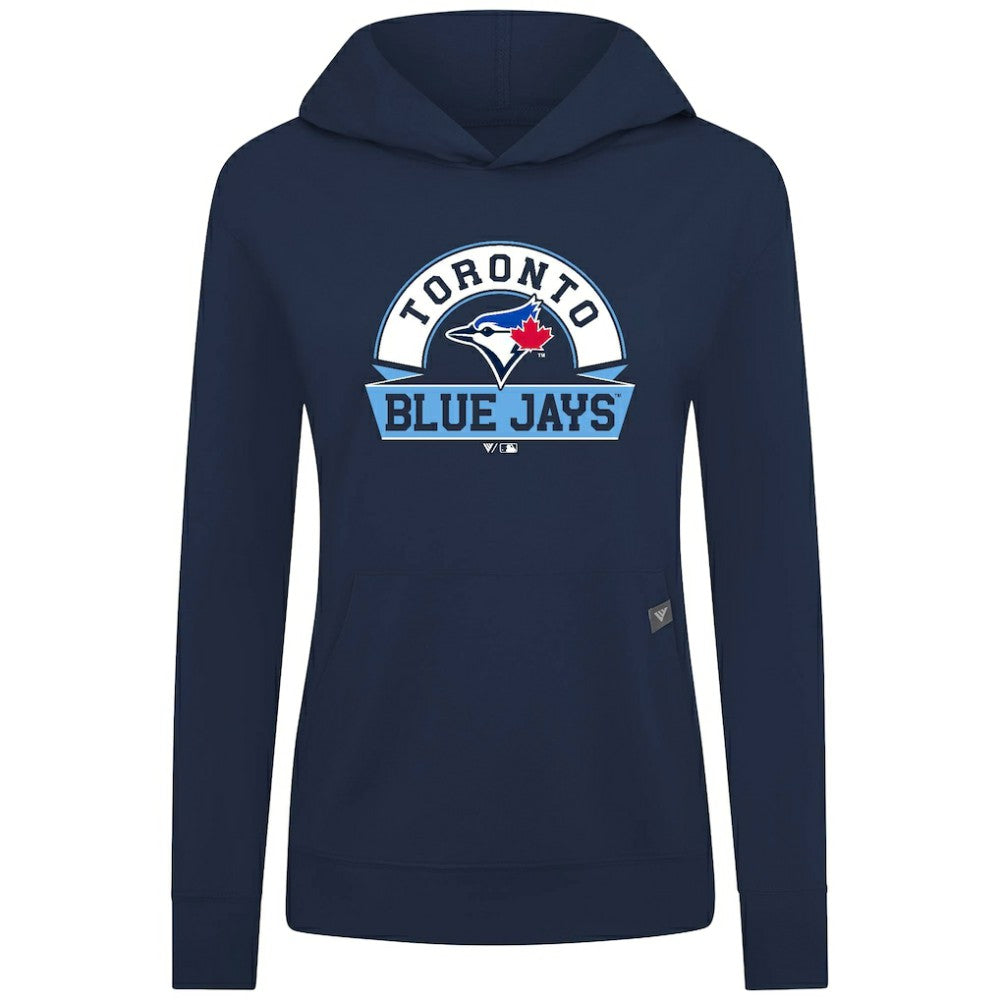 MLB Toronto Blue Jays Levelwear Women's Relay Banner Arch Long Sleeve T-Shirt Hoodie