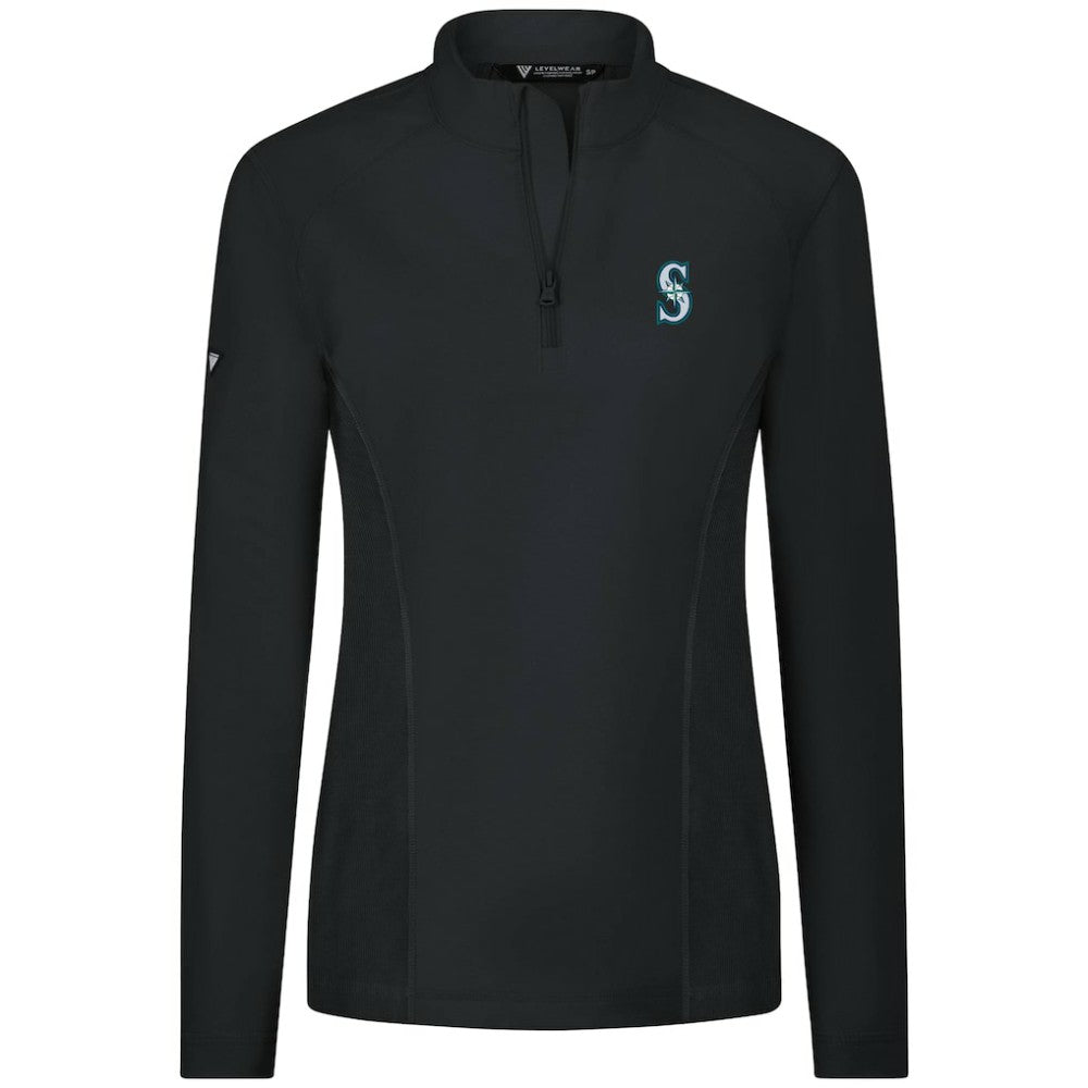 MLB Seattle Mariners Levelwear Women's Upright Insignia 2.0 Quarter-Zip Tri-Blend Top