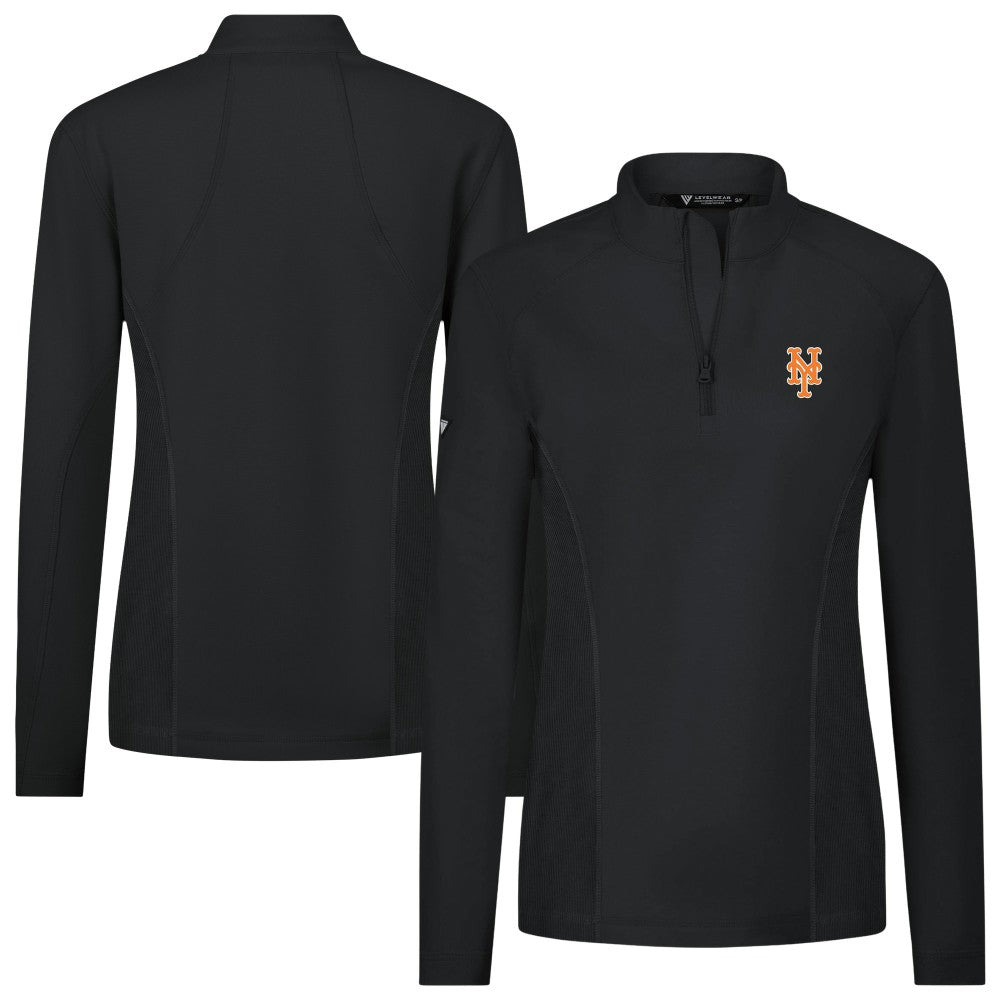MLB New York Mets Levelwear Women's Upright Insignia 2.0 Quarter-Zip Tri-Blend Top