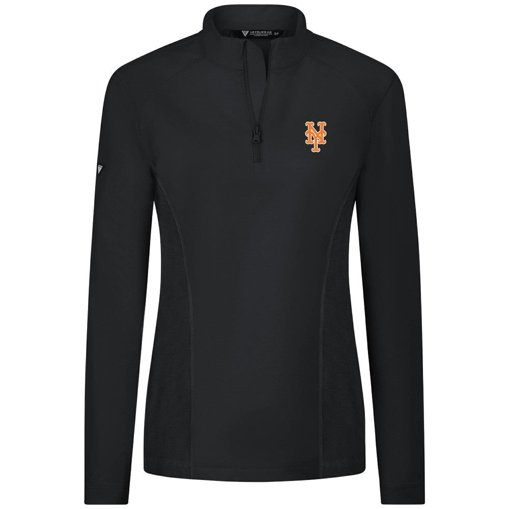 MLB New York Mets Levelwear Women's Upright Insignia 2.0 Quarter-Zip Tri-Blend Top