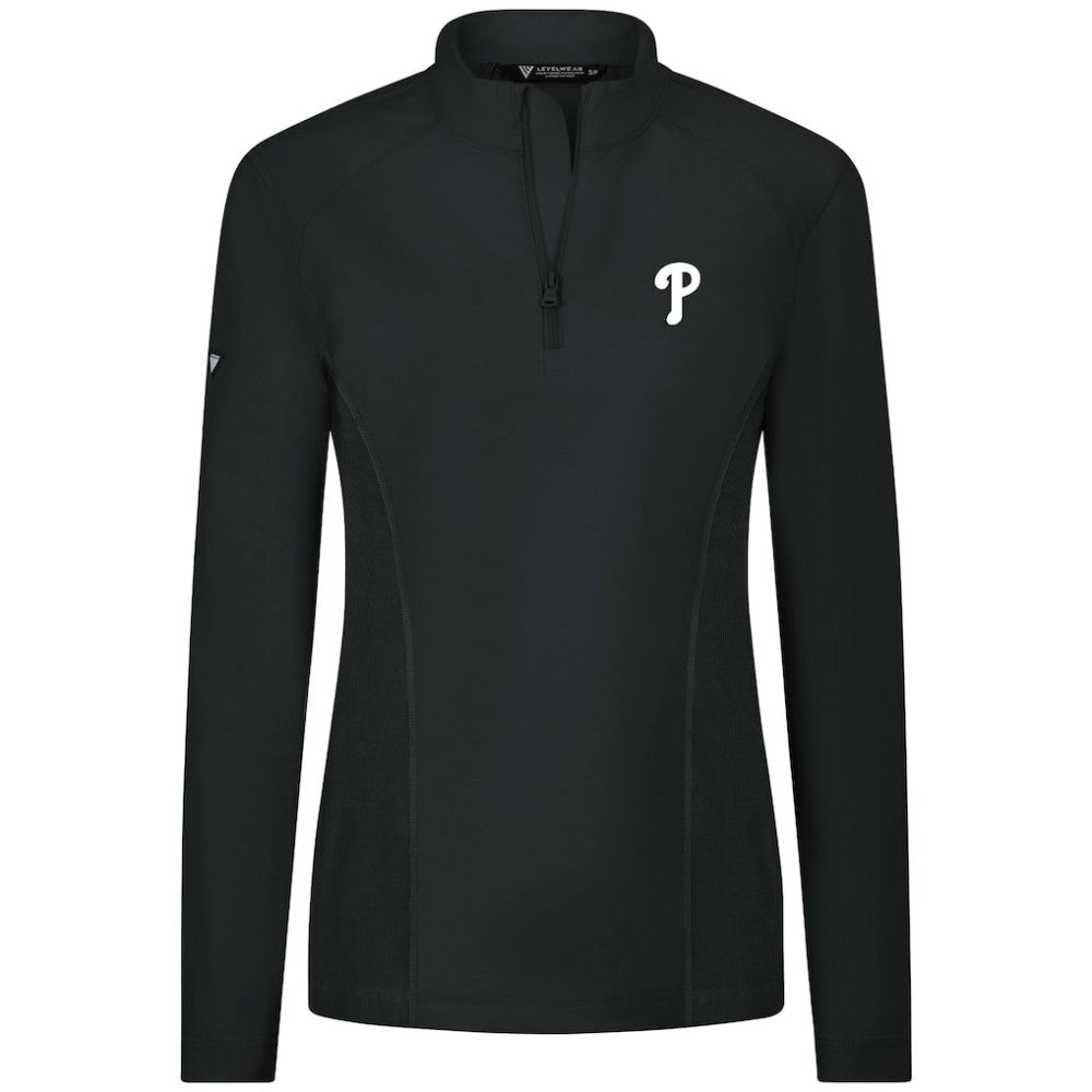 MLB Philadelphia Phillies Levelwear Women's Upright Insignia 2.0 Quarter-Zip Tri-Blend Top