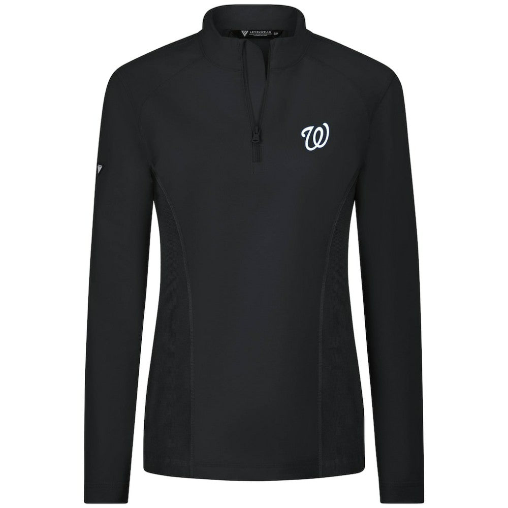 MLB Washington Nationals Levelwear Women's Upright Insignia 2.0 Quarter-Zip Tri-Blend Top