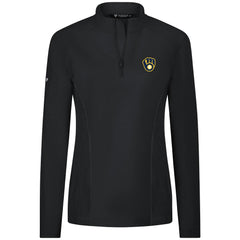 MLB Milwaukee Brewers Levelwear Women's Upright Insignia 2.0 Quarter-Zip Tri-Blend Top