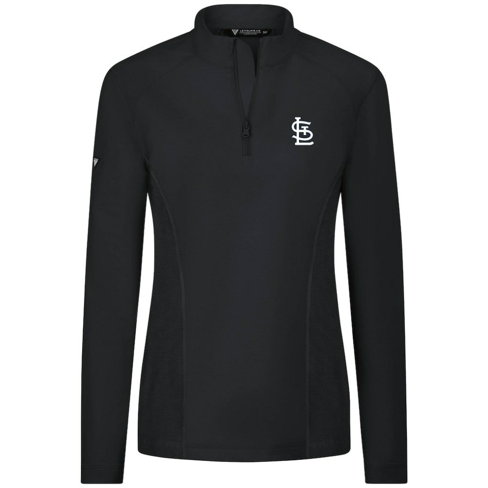 MLB St. Louis Cardinals Levelwear Women's Upright Insignia 2.0 Quarter-Zip Tri-Blend Top