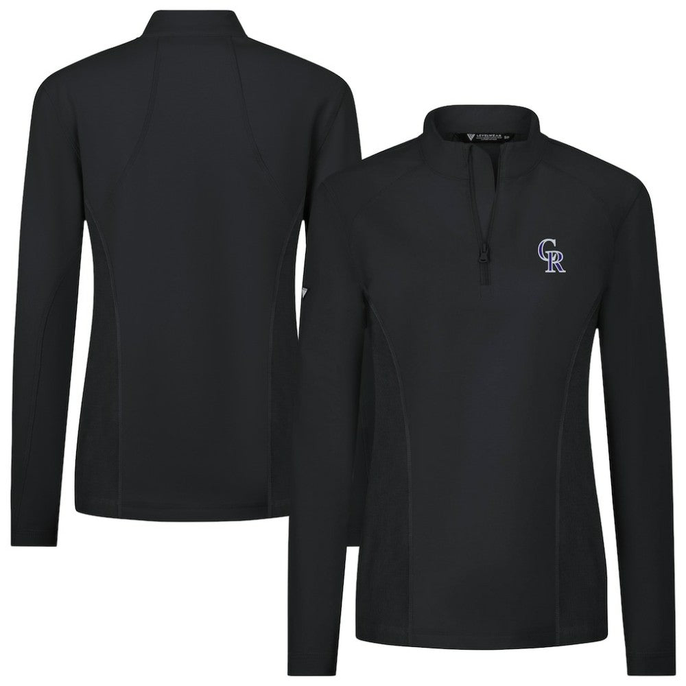 MLB Colorado Rockies Levelwear Women's Upright Insignia 2.0 Quarter-Zip Tri-Blend Top