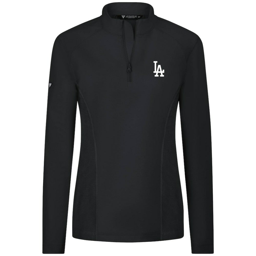 MLB Los Angeles Dodgers Levelwear Women's Upright Insignia 2.0 Quarter-Zip Tri-Blend Top