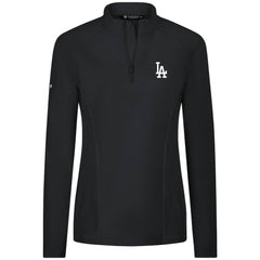 MLB Los Angeles Dodgers Levelwear Women's Upright Insignia 2.0 Quarter-Zip Tri-Blend Top