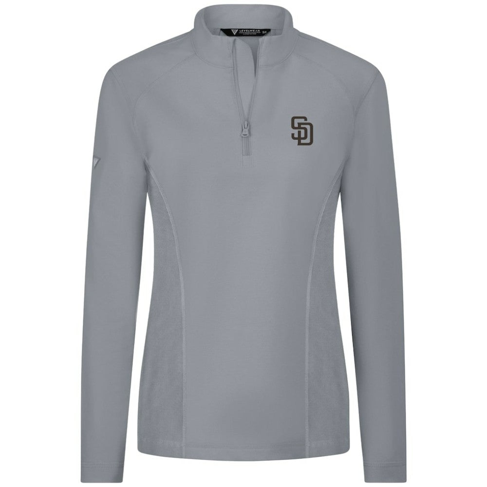 MLB San Diego Padres Levelwear Women's Upright Insignia 2.0 Quarter-Zip Tri-Blend Top