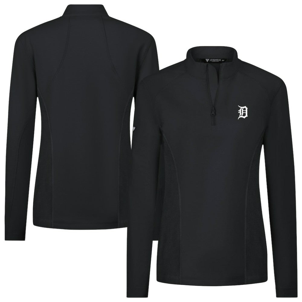 MLB Detroit Tigers Levelwear Women's Upright Insignia 2.0 Quarter-Zip Tri-Blend Top