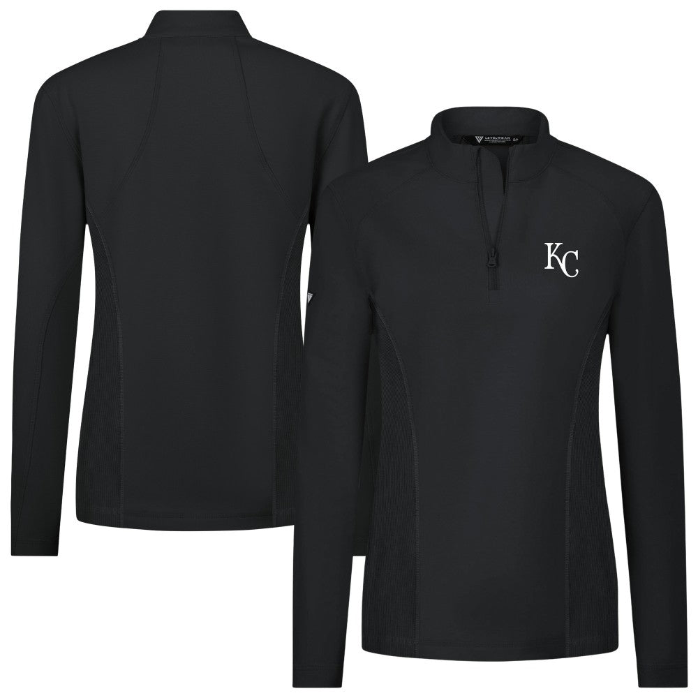 MLB Kansas City Royals Levelwear Women's Upright Insignia 2.0 Quarter-Zip Tri-Blend Top