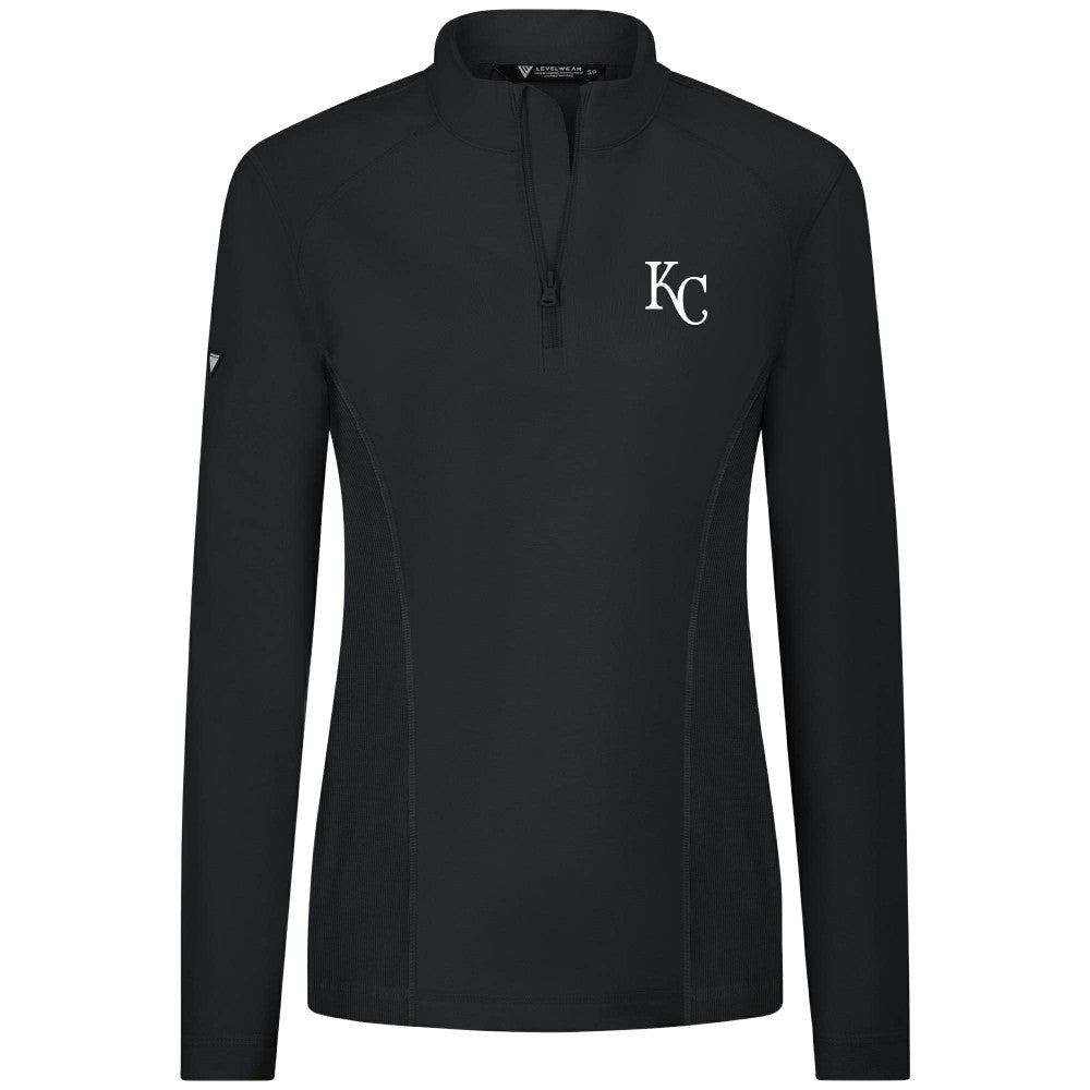 MLB Kansas City Royals Levelwear Women's Upright Insignia 2.0 Quarter-Zip Tri-Blend Top