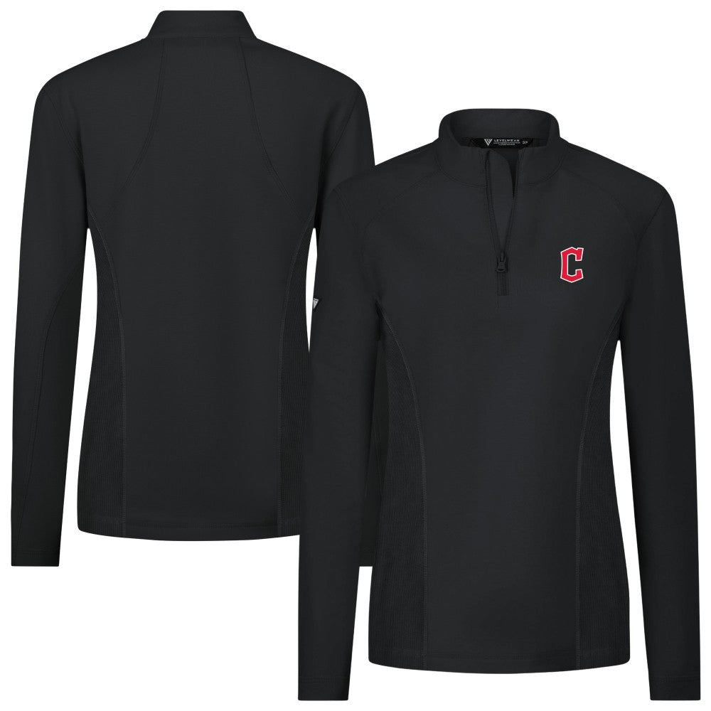 MLB Cleveland Guardians Levelwear Women's Upright Insignia 2.0 Quarter-Zip Tri-Blend Top
