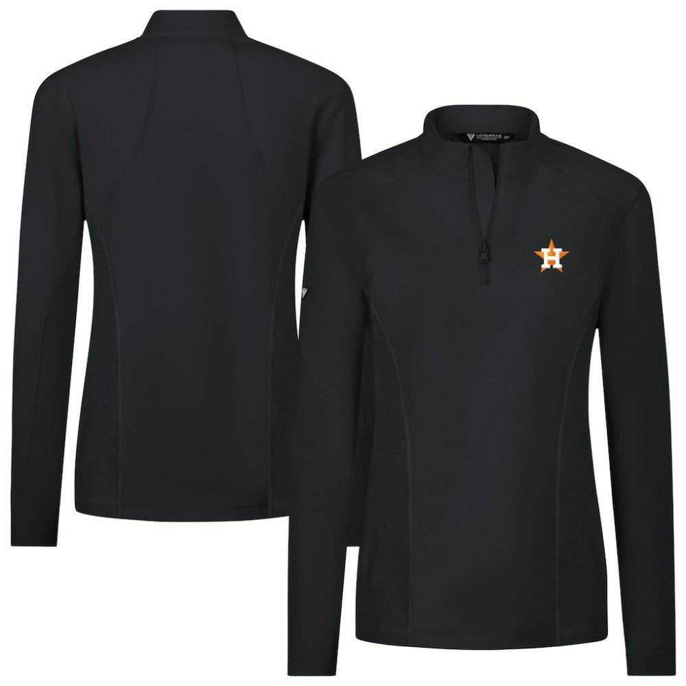 MLB Houston Astros Levelwear Women's Upright Insignia 2.0 Quarter-Zip Tri-Blend Top