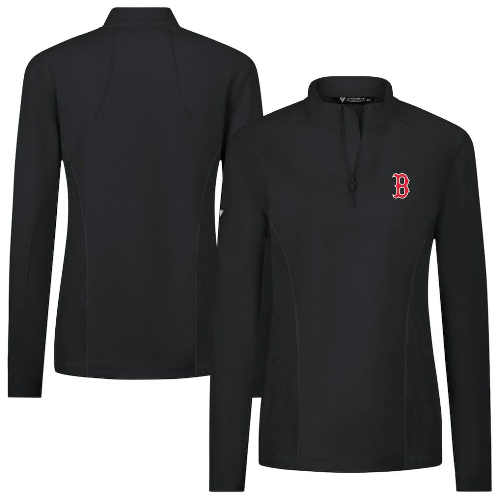 MLB Boston Red Sox Levelwear Women's Upright Insignia 2.0 Quarter-Zip Tri-Blend Top