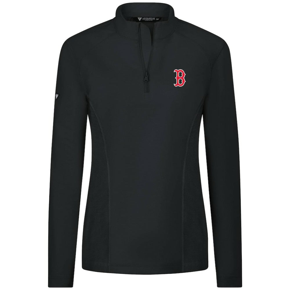 MLB Boston Red Sox Levelwear Women's Upright Insignia 2.0 Quarter-Zip Tri-Blend Top