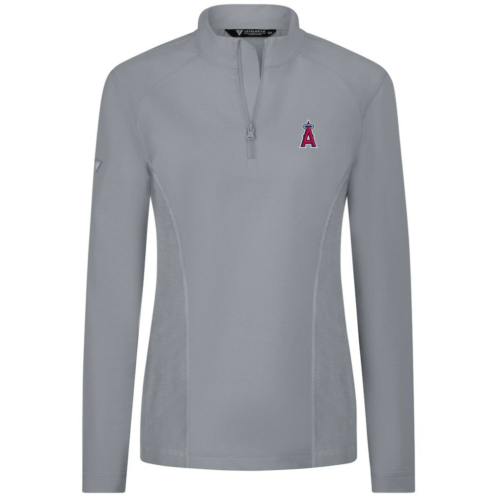 MLB Los Angeles Angels Levelwear Women's Upright Insignia 2.0 Quarter-Zip Tri-Blend Top