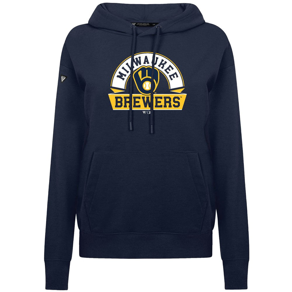 MLB Milwaukee Brewers Levelwear Women's Adorn Banner Arch Hoodie