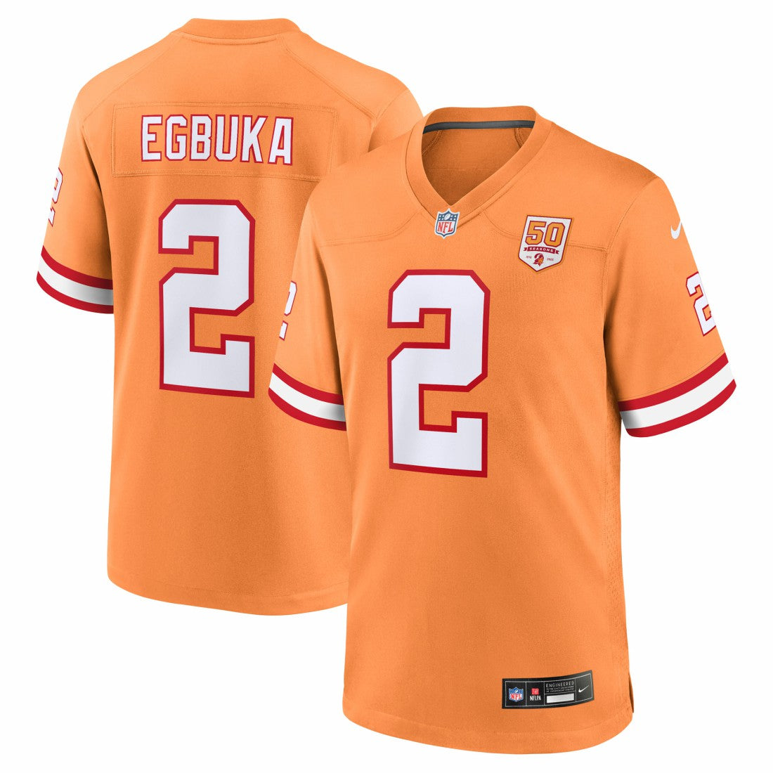 Emeka Egbuka  Alternate 2 50th Season Game Jersey - Tampa Bay Buccaneers