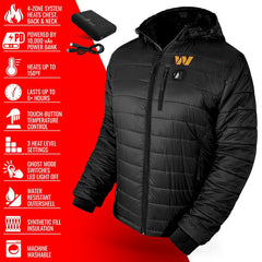 ActionHeat 5V Battery Heated Full-Zip Hoodie Puffer Jacket - Washington Commanders