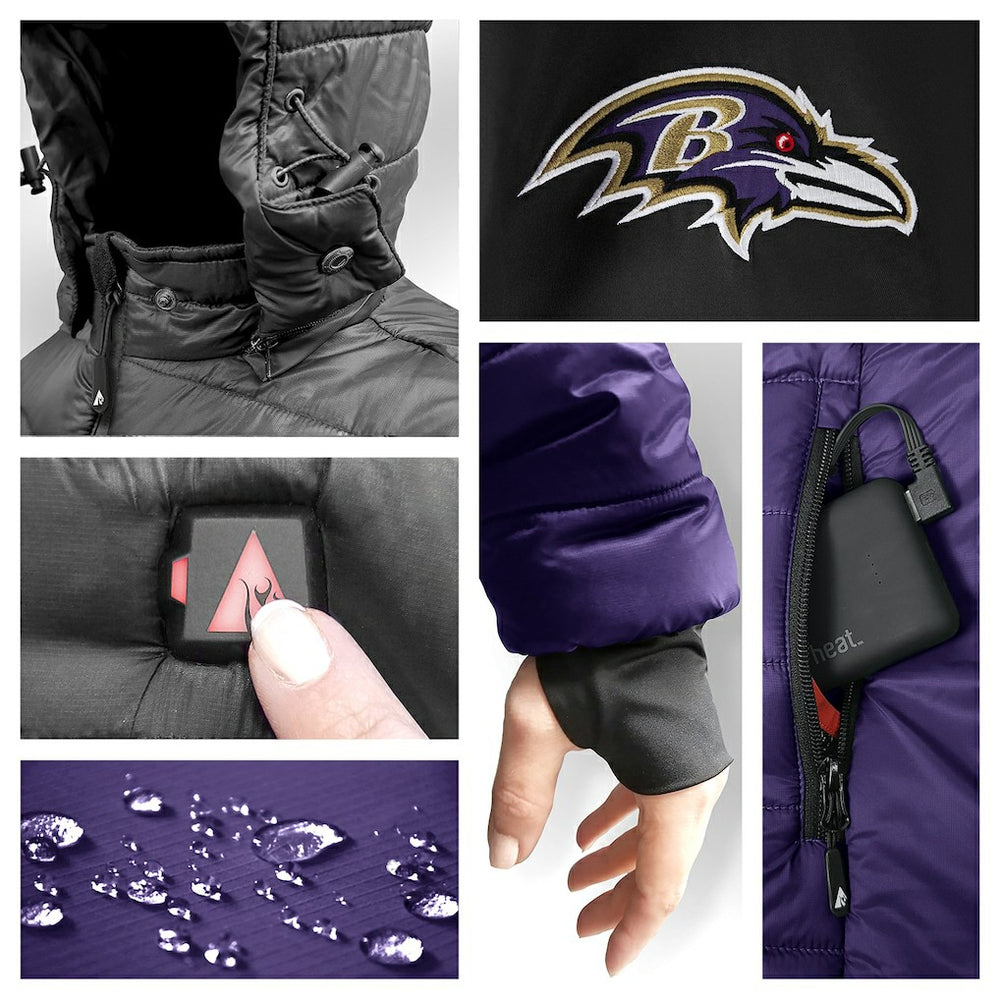 ActionHeat 5V Battery Heated Full-Zip Hoodie Puffer Jacket - Baltimore Ravens