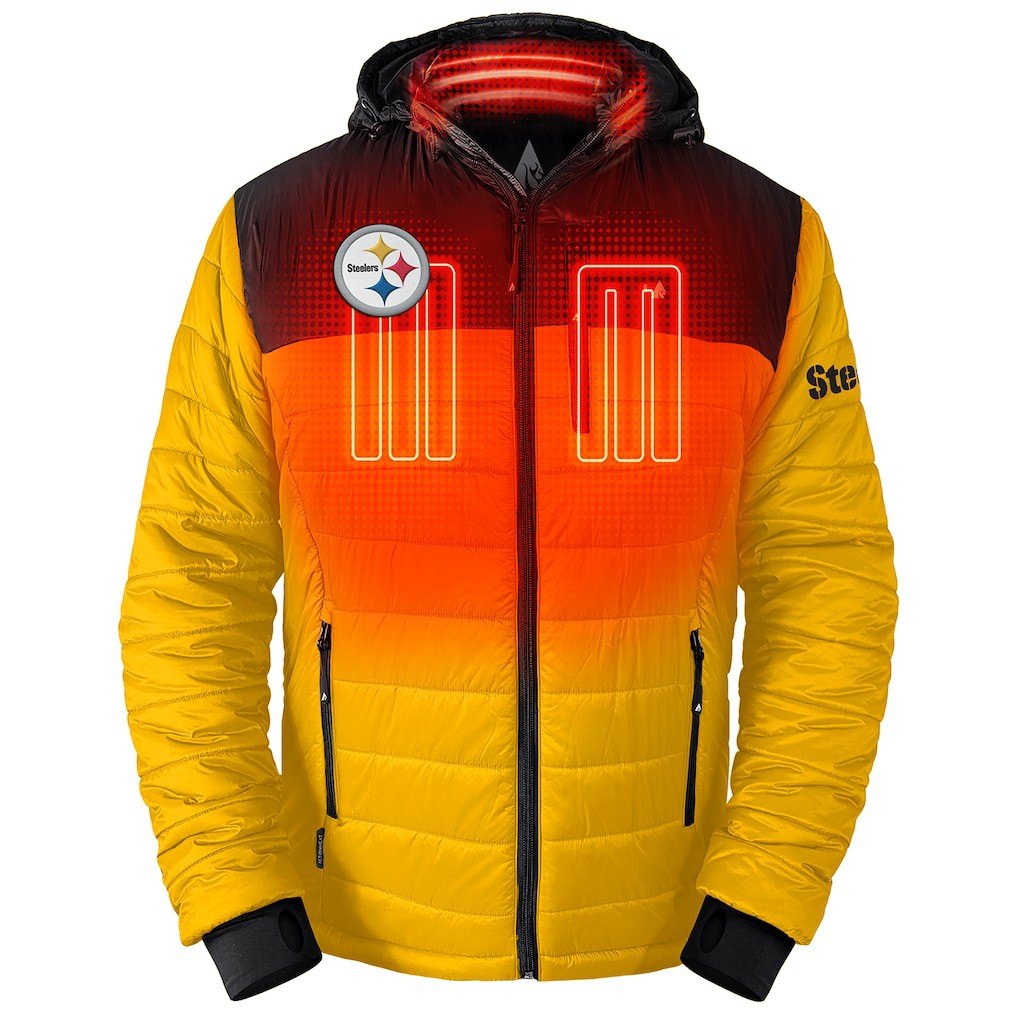 ActionHeat 5V Battery Heated Colorblock Full-Zip Puffer Jacket - Pittsburgh Steelers