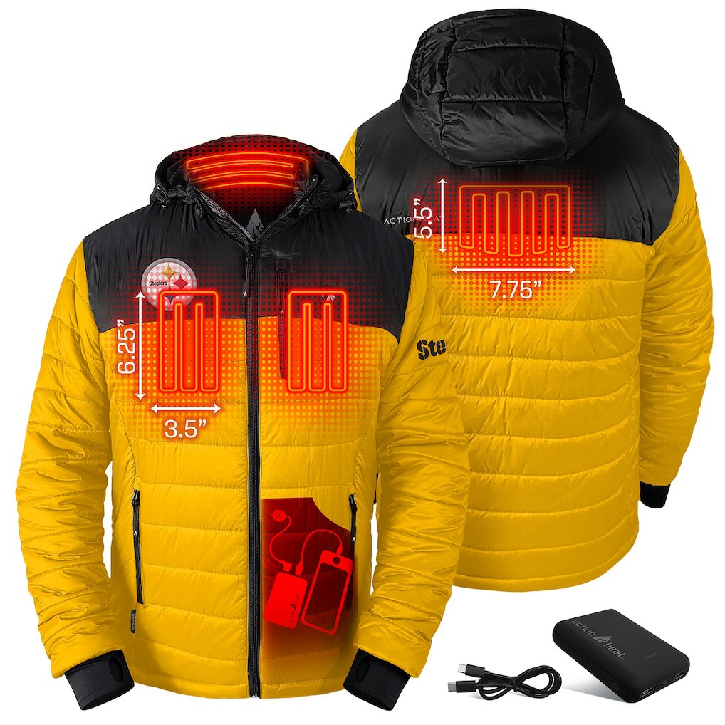 ActionHeat 5V Battery Heated Colorblock Full-Zip Puffer Jacket - Pittsburgh Steelers