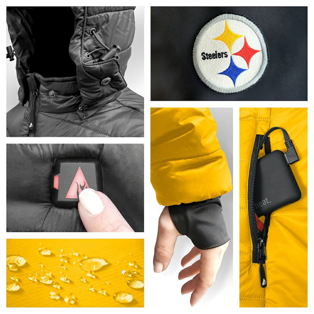 ActionHeat 5V Battery Heated Colorblock Full-Zip Puffer Jacket - Pittsburgh Steelers