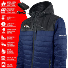 ActionHeat 5V Battery Heated Colorblock Full-Zip Puffer Jacket - Denver Broncos
