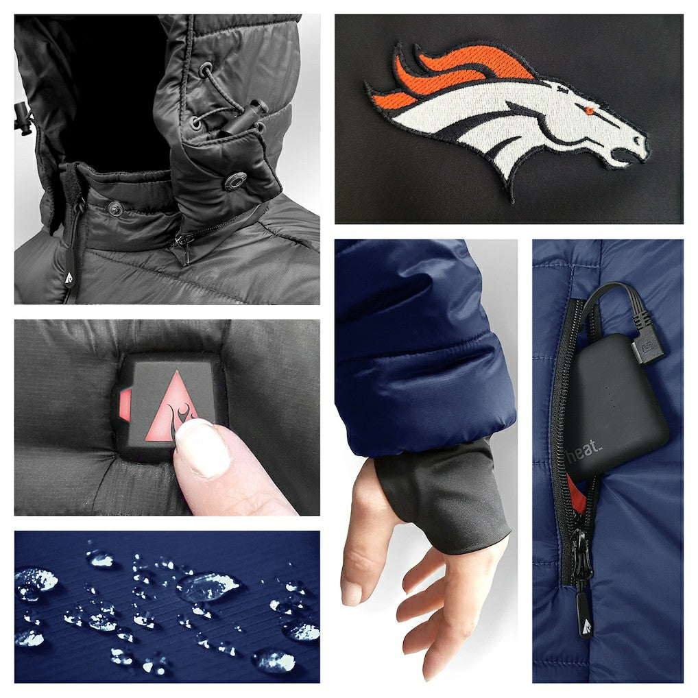 ActionHeat 5V Battery Heated Colorblock Full-Zip Puffer Jacket - Denver Broncos