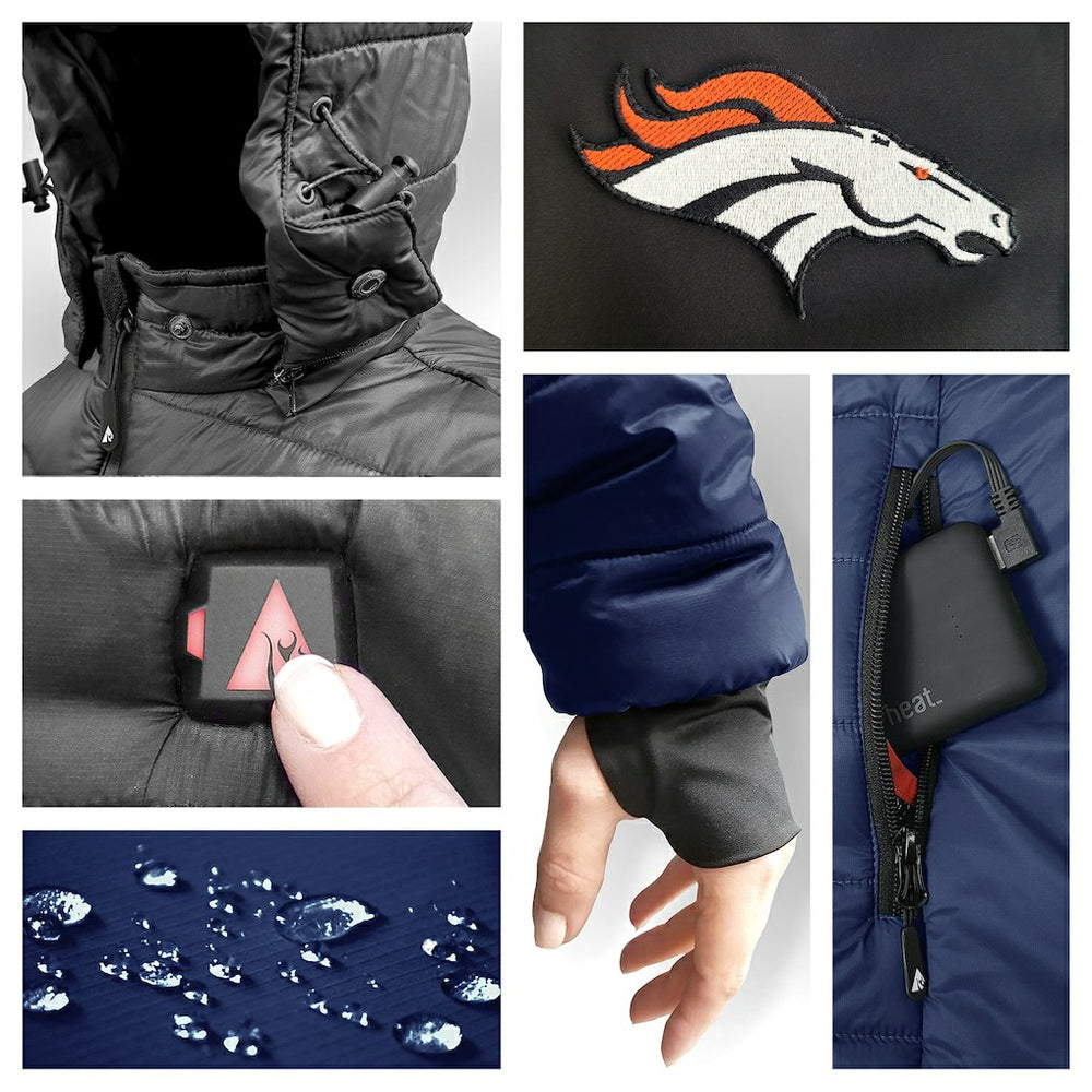 ActionHeat 5V Battery Heated Colorblock Full-Zip Puffer Jacket - Denver Broncos