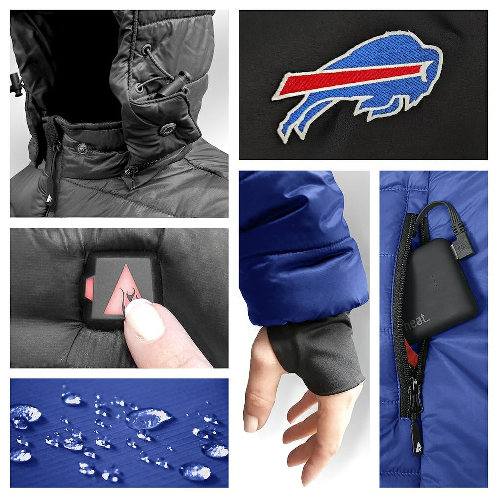 ActionHeat 5V Battery Heated Colorblock Full-Zip Puffer Jacket - Buffalo Bills
