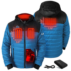 ActionHeat 5V Battery Heated Colorblock Full-Zip Puffer Jacket - Detroit Lions