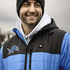 ActionHeat 5V Battery Heated Colorblock Full-Zip Puffer Jacket - Detroit Lions