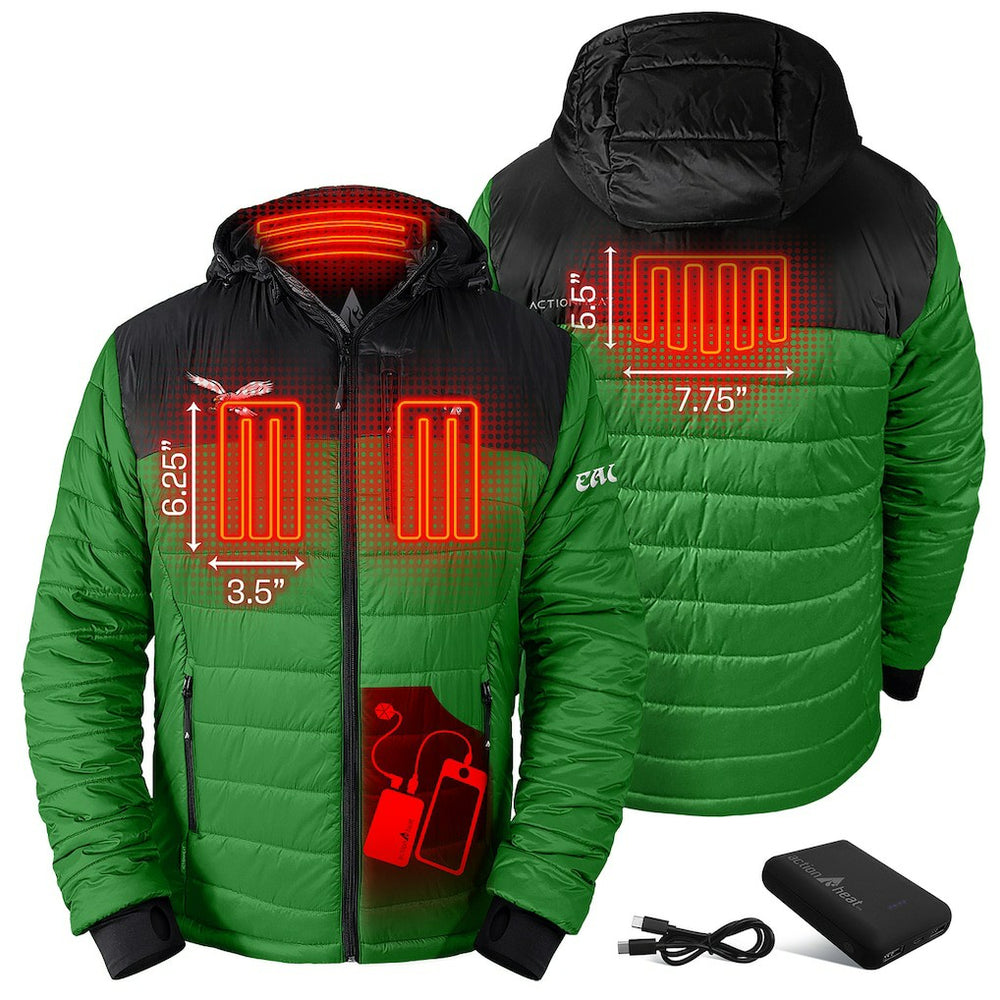 ActionHeat 5V Battery Heated Colorblock Full-Zip Puffer Jacket - Philadelphia Eagles