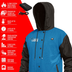 ActionHeat 5V Battery Heated Full-Snap Varsity Jacket - Detroit Lions