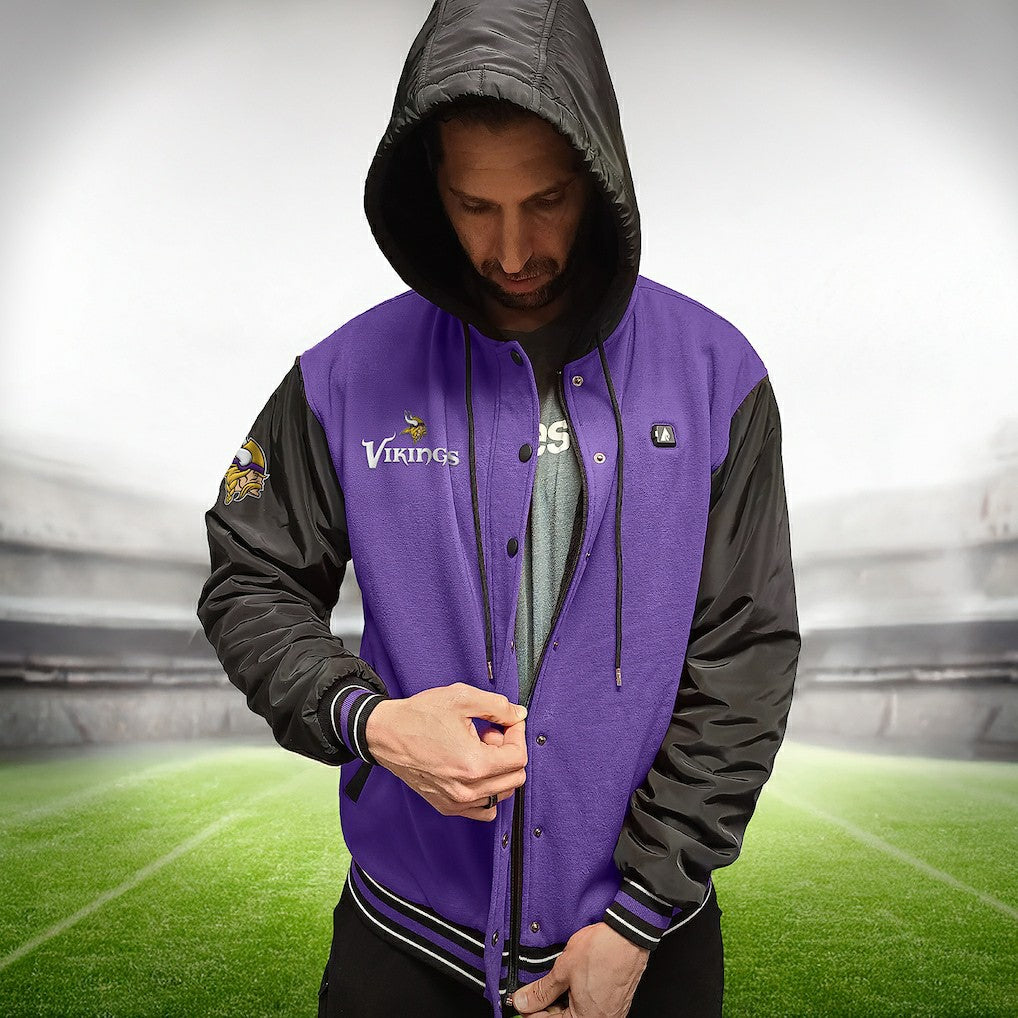 ActionHeat 5V Battery Heated Full-Snap Varsity Jacket - Minnesota Vikings